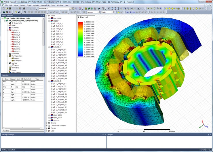 ANSYS Maxwell 모터 전자계 해석 화면